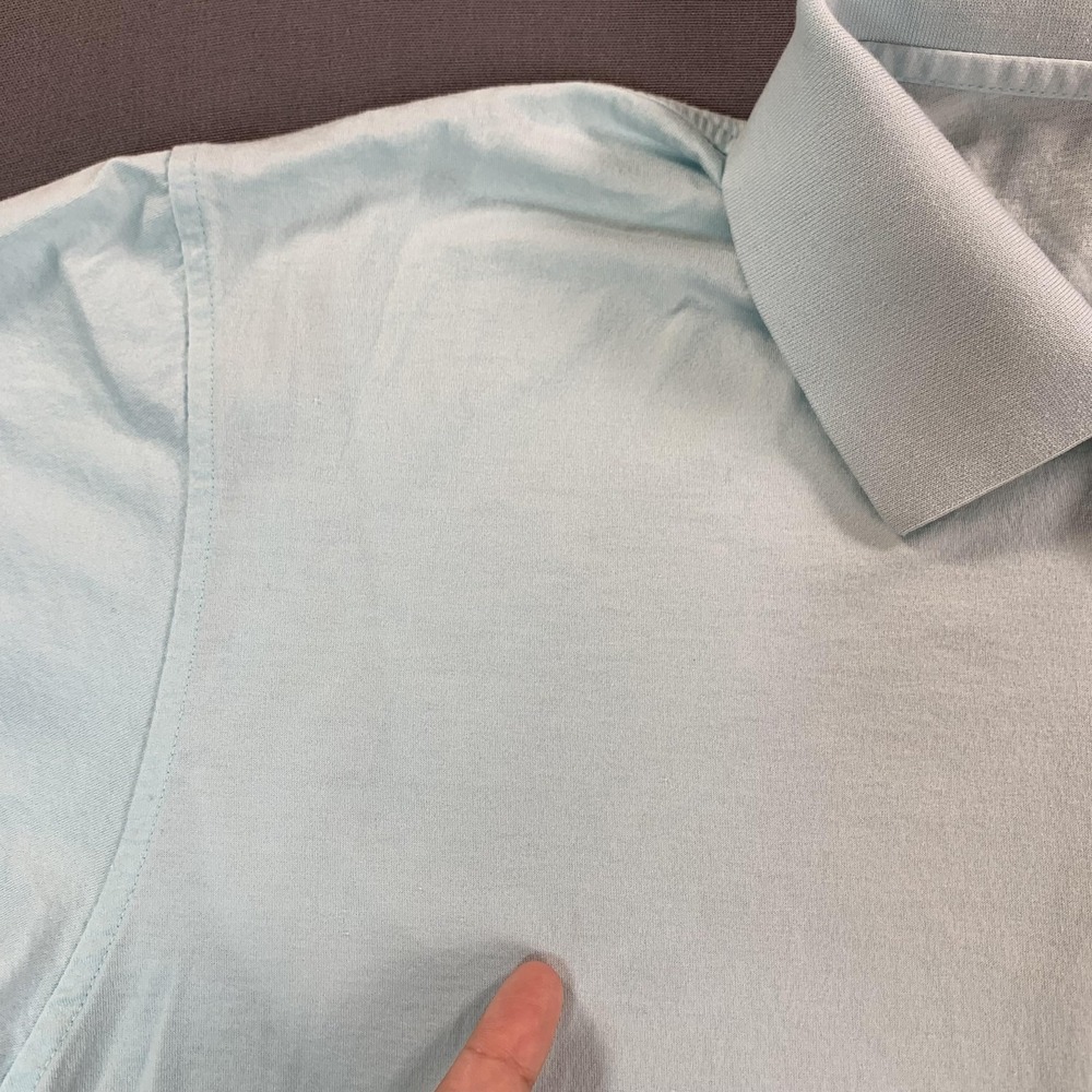 Peter Millar Polo Shirt Mens XL Blue Solid Cotton Jersey Golf Short SLV - Picture 3 of 15
